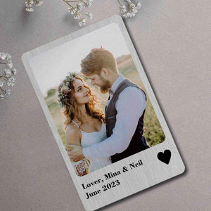 Personalized Love Photo Wallet Card – Polaroid-Style Metal Keepsake - Customise Now