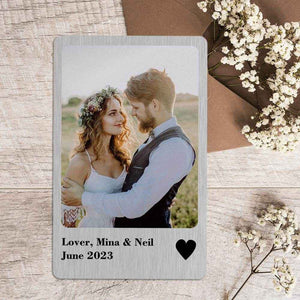 Personalized Love Photo Wallet Card – Polaroid-Style Metal Keepsake - Customise Now