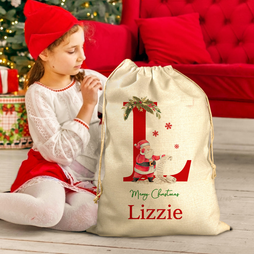 Custom Santa Sack – Large Drawstring Christmas Gift Bag
