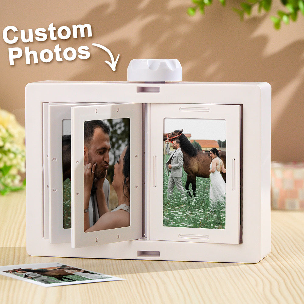Personalized Rotating Photo Frame Carousel Custom Photo Desktop Photo Reel Flip & Spin Photo Box Valentines Gift Anniversary GIft