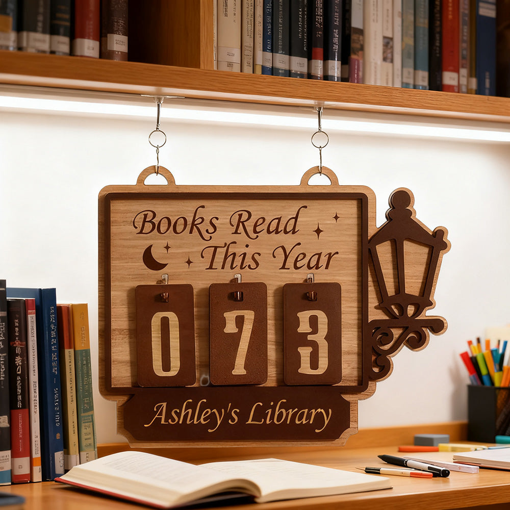 Personalized Books Read Tracker Books Read This Year Bookshelf Counter Bookish Decor Bookish Gift Gift for Readers Book Lovers Gift