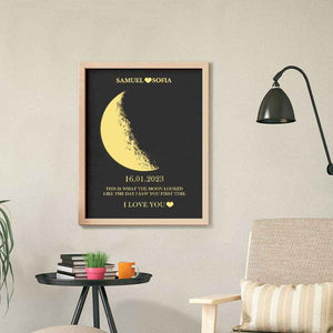 Custom Text & Moon Phase Frame – Romantic Wooden Gift for Couples - Customise Now