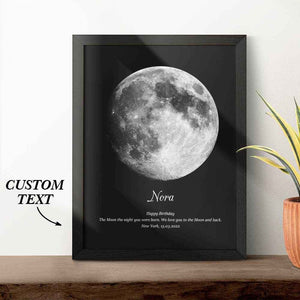 Custom Moon Phase Wood Frame – Personalized Lunar Print with Name & Text - Customise Now