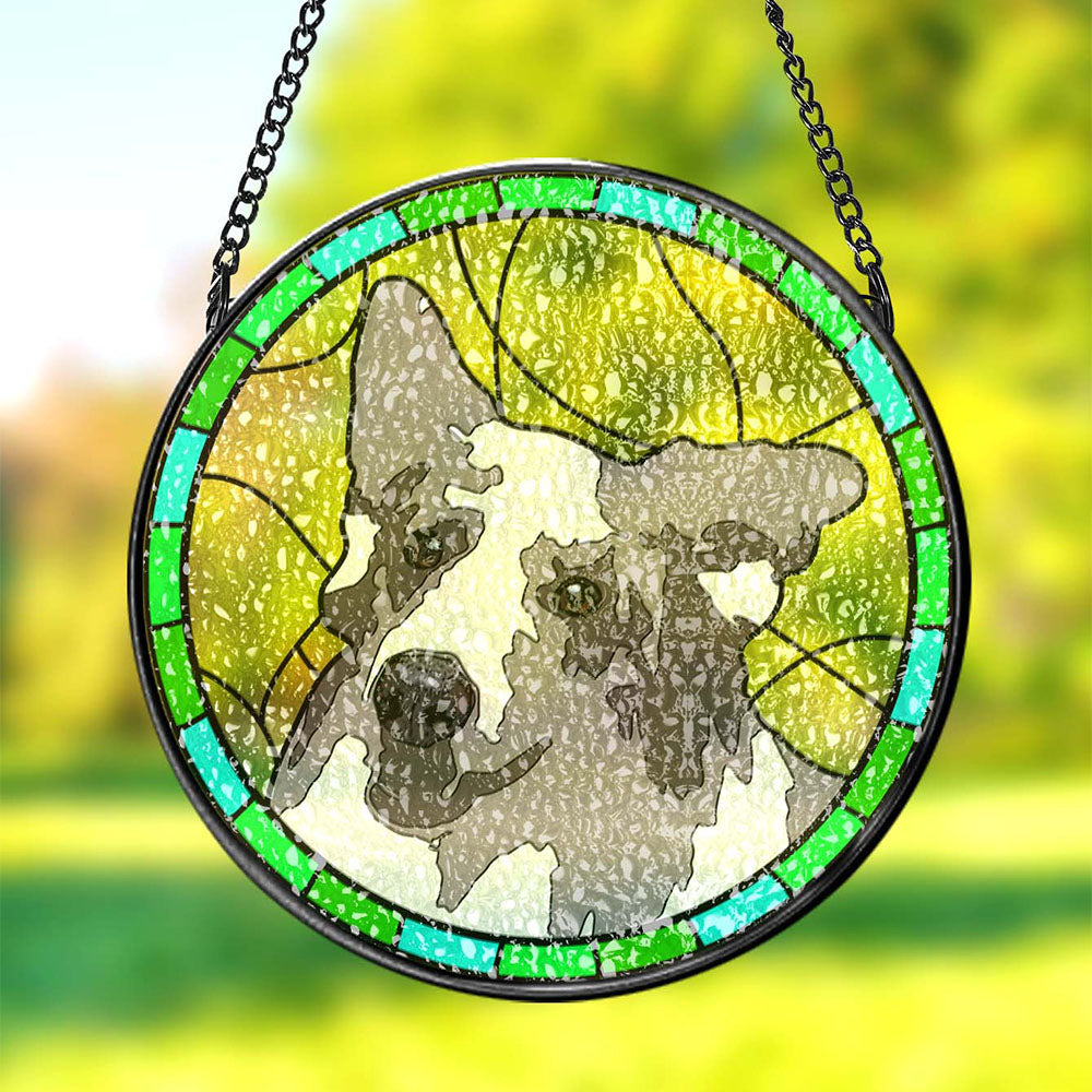 Custom Pet Portrait Stained Glass Suncatcher – Personalized Pet Memorial Gift