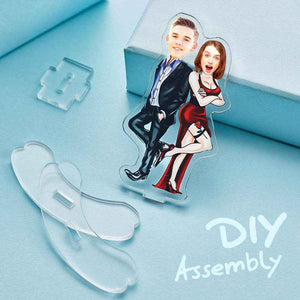 Personalized Couple Desktop Decoration – Custom Cartoon Acrylic Stand with Photo Faces - Customise Now