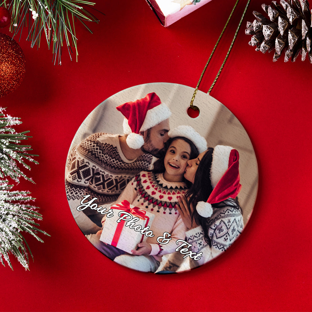 Personalized Photo Christmas Ornament – Custom Wooden Holiday Gift for Family