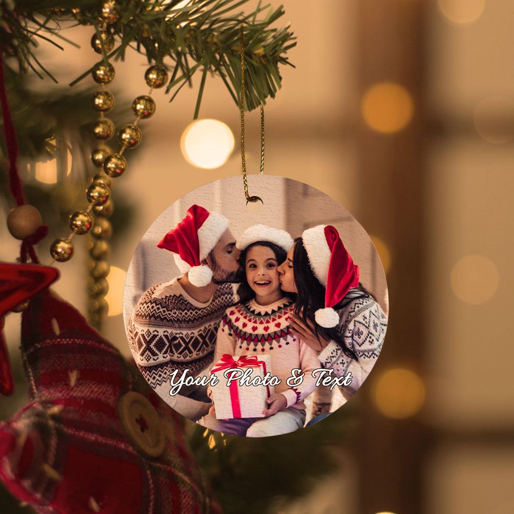 Personalized Photo Christmas Ornament – Custom Wooden Holiday Gift for Family