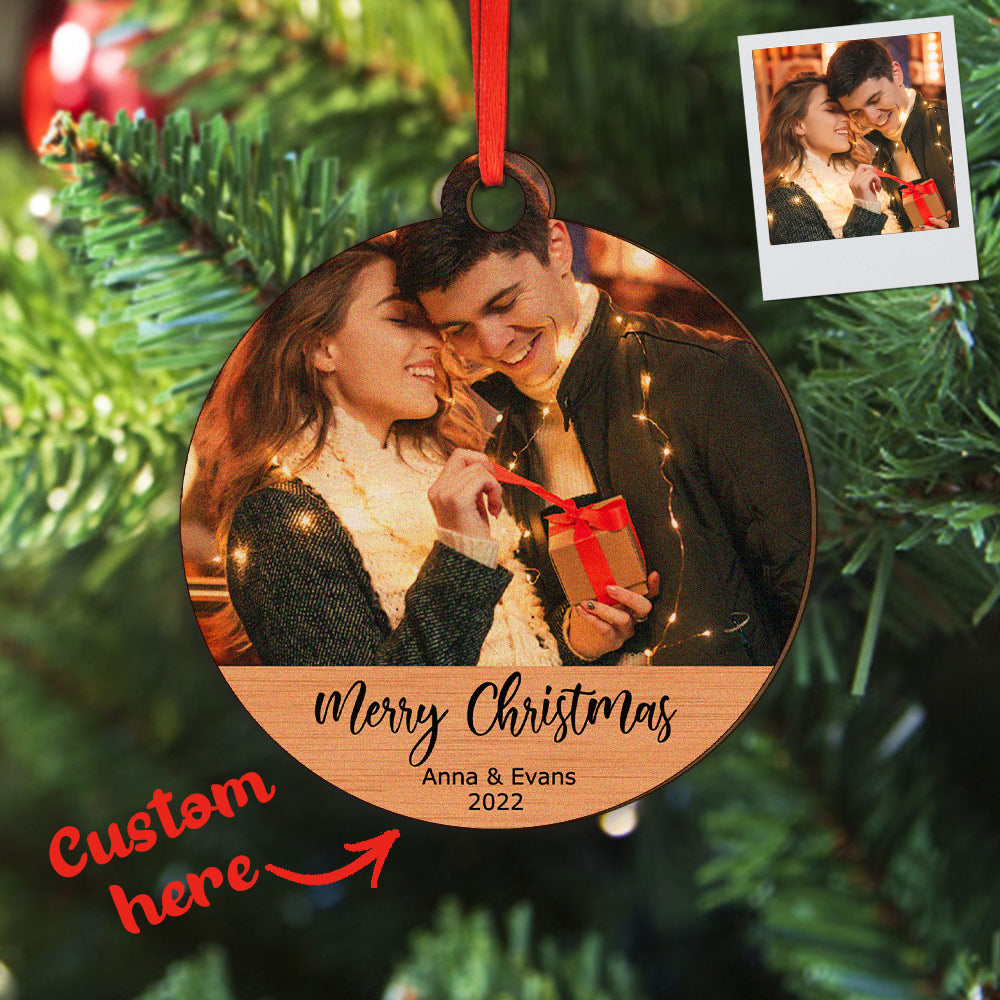 Personalized Wooden Photo Christmas Ornament – Custom Holiday Gift for Family