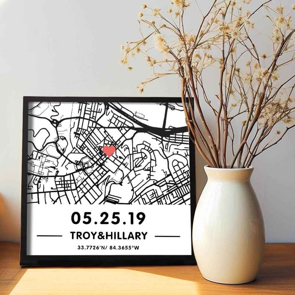 Custom Hand-Drawn Street Map Sign Plaque – Personalized Framed Anniversary & Love Gift - Customise Now