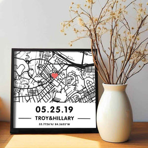 Custom Hand-Drawn Street Map Sign Plaque – Personalized Framed Anniversary & Love Gift - Customise Now