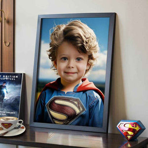 Personalized Superman Portrait Frame – Custom Face Gift for Him / Dad - Customise Now