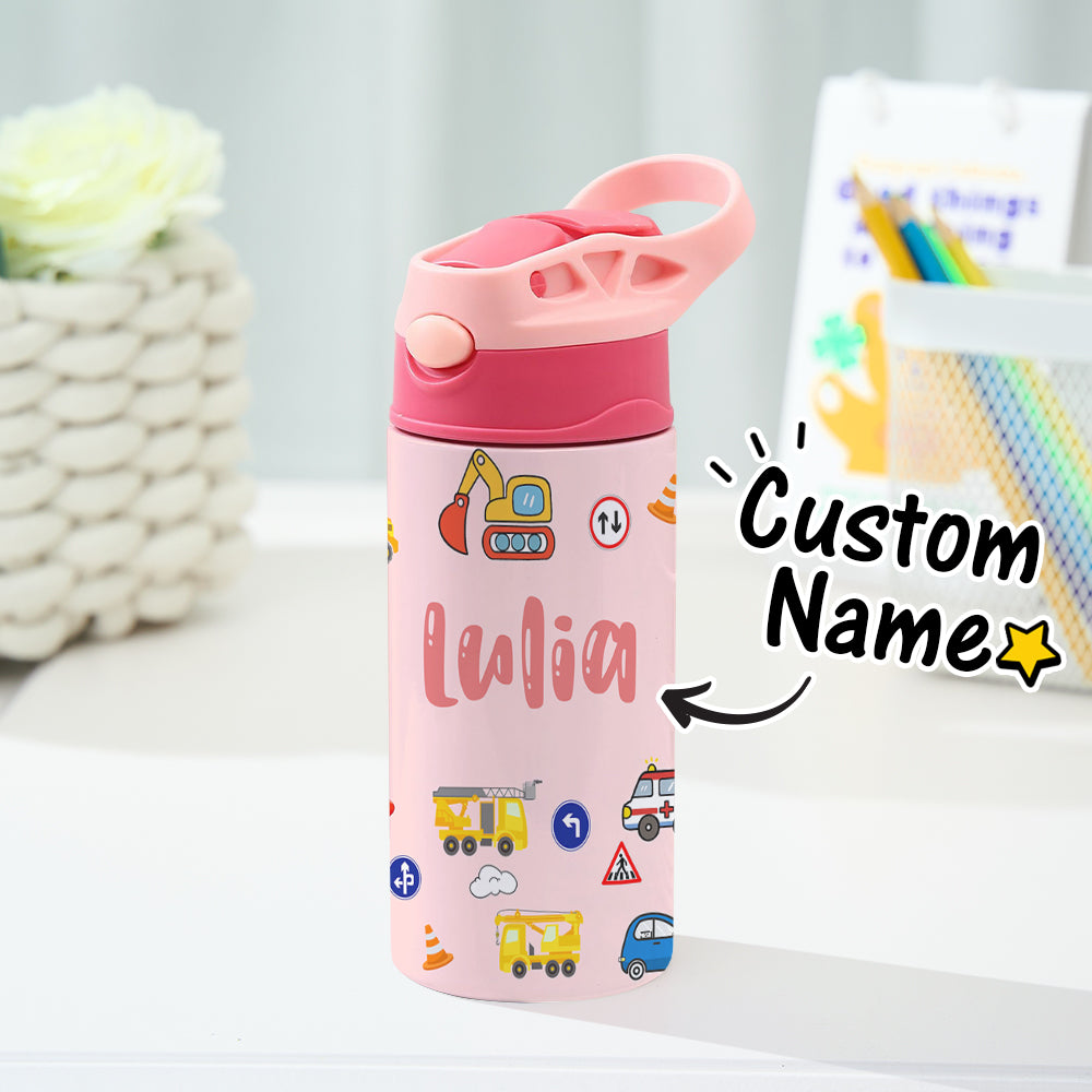 Personalized Stainless Steel Water Cup – Custom Name Tractor Design for Kids