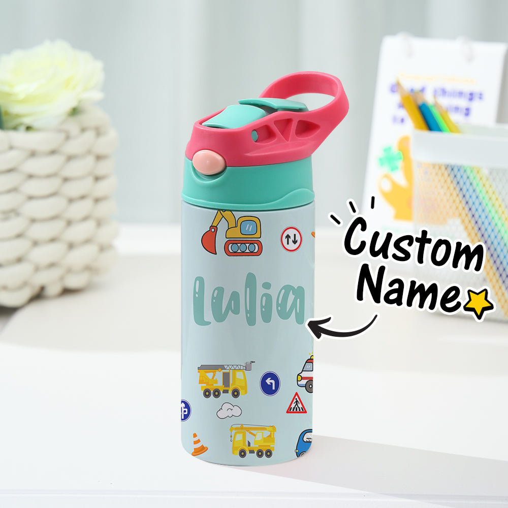 Personalized Stainless Steel Water Cup – Custom Name Tractor Design for Kids