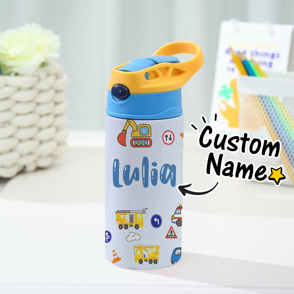 Personalized Stainless Steel Water Cup – Custom Name Tractor Design for Kids