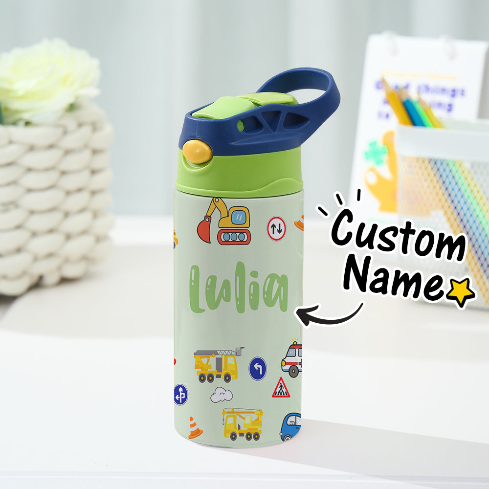 Personalized Stainless Steel Water Cup – Custom Name Tractor Design for Kids