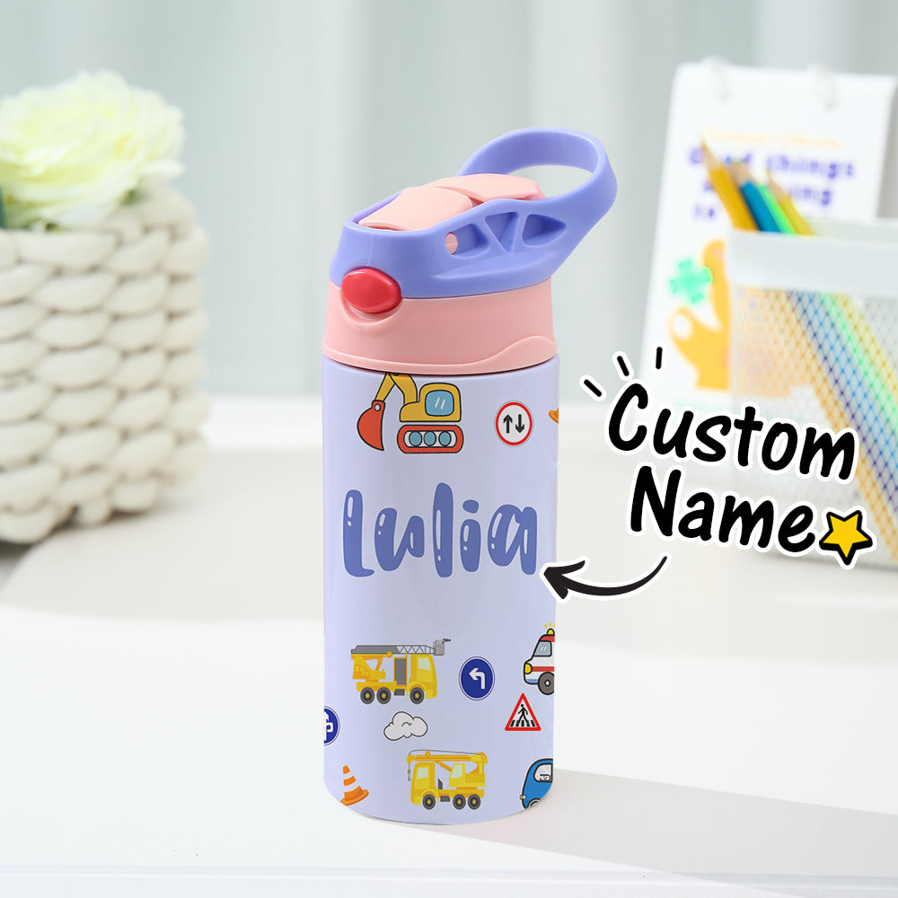 Personalized Stainless Steel Water Cup – Custom Name Tractor Design for Kids