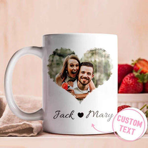 Personalized Couple Heart Photo Mug – Custom Names & Photo Gift for Couples - Customise Now