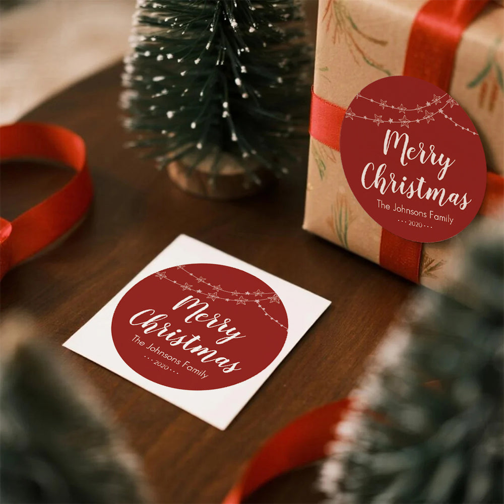 Custom Text Merry Christmas Stickers – Personalized Gift Stickers