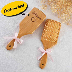 Personalized Hairbrush – Custom Name & Heart Engraved Wooden Comb - Customise Now