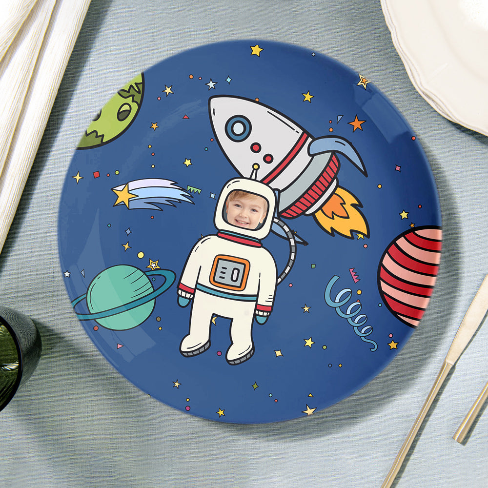 Universe Planet Plates Custom Face Astronaut Dinner Plate – Personalized Ceramic Keepsake