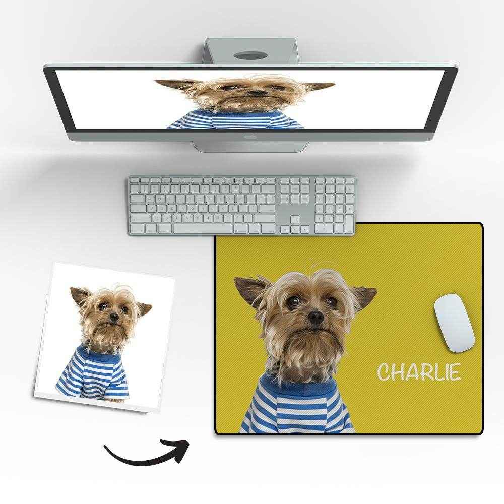 Custom Pet Photo Mouse Pad with Name – Personalized Desk Gift for Pet Lovers - Customise Now