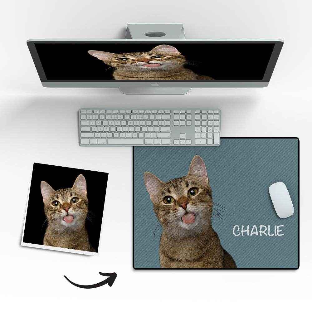 Custom Pet Photo Mouse Pad with Name – Personalized Desk Gift for Pet Lovers - Customise Now