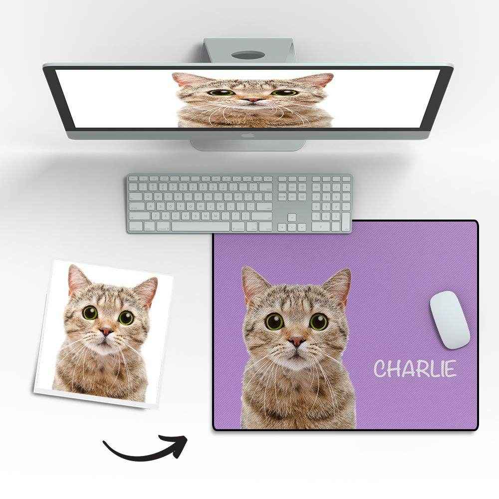 Custom Pet Photo Mouse Pad with Name – Personalized Desk Gift for Pet Lovers - Customise Now