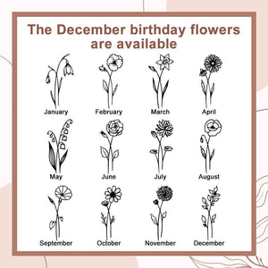 Outline Birth Flower Purse – Personalized Name Engraved Wallet - Customise Now