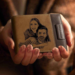 Personalized Bifold Wallet for Men – Custom Engraved Photo & RFID Block - Customise Now