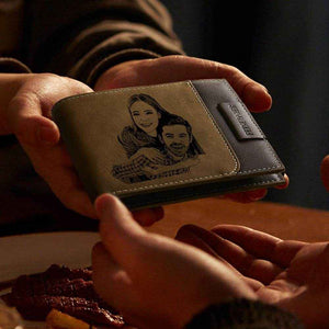 Personalized Bifold Wallet for Men – Custom Engraved Photo & RFID Block - Customise Now