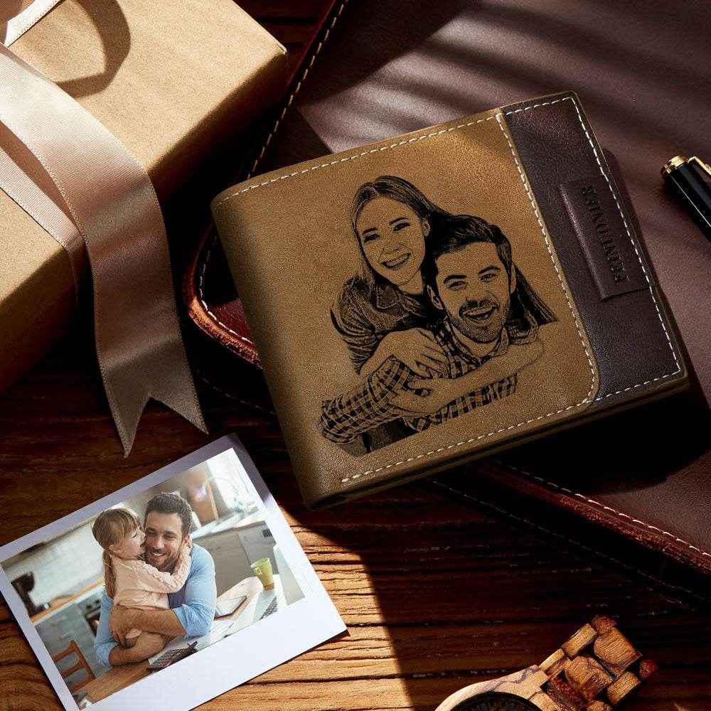 Personalized Bifold Wallet for Men – Custom Engraved Photo & RFID Block - Customise Now
