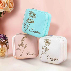 Personalized Birth Flower Jewelry Box – Custom Jewelry Organizer & Storage Gift for Her - Customise Now
