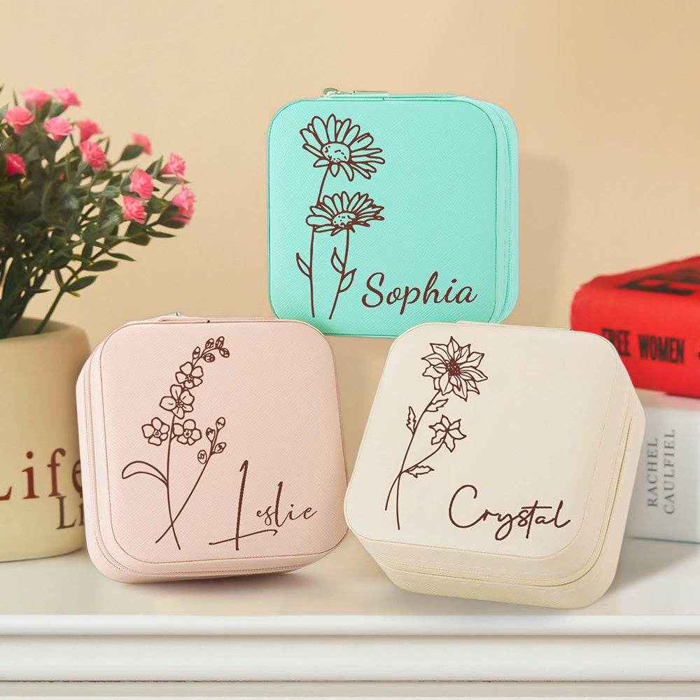 Personalized Birth Flower Jewelry Box – Custom Jewelry Organizer & Storage Gift for Her - Customise Now