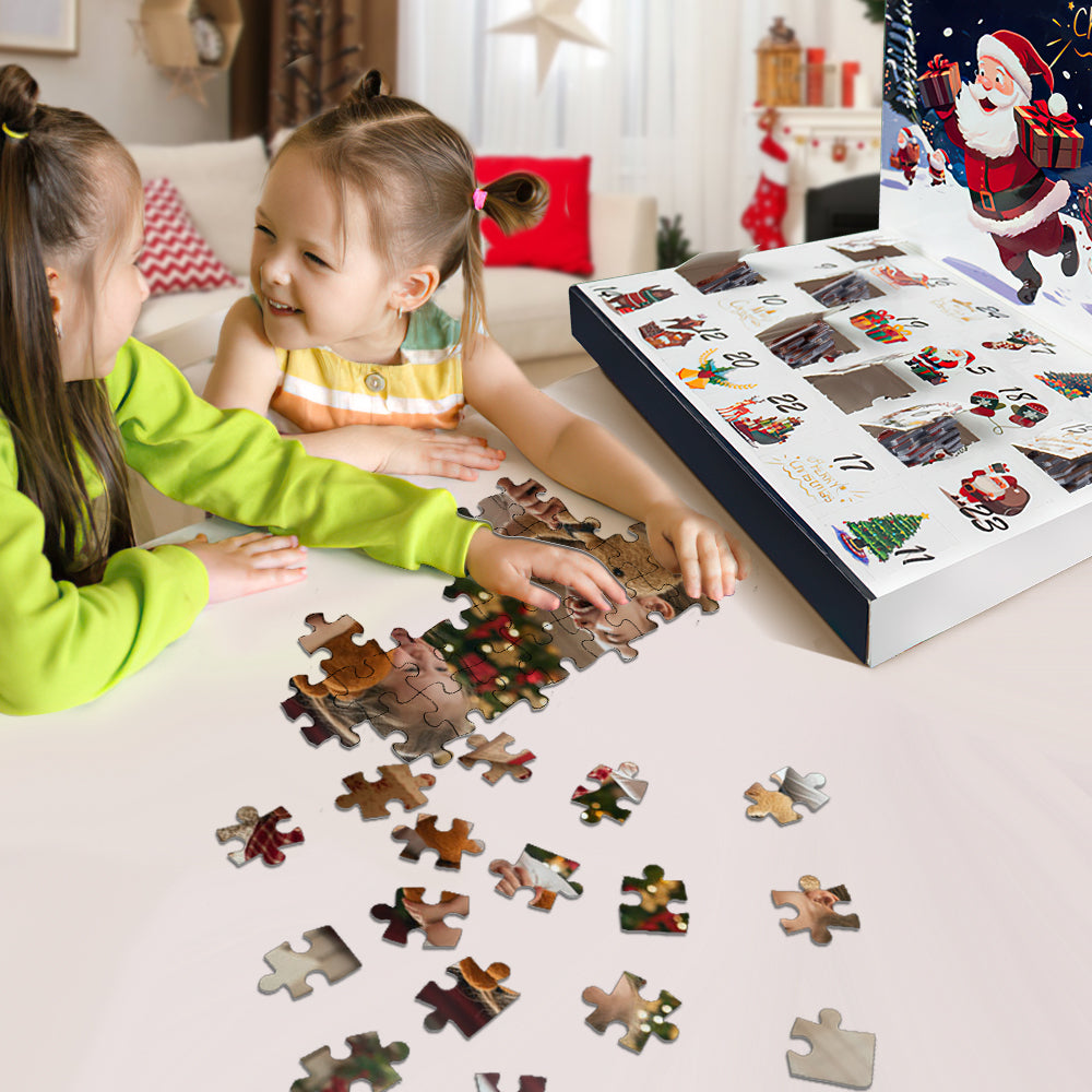 Personalized Photo Advent Calendar Jigsaw Puzzle – Custom Christmas Countdown Gift