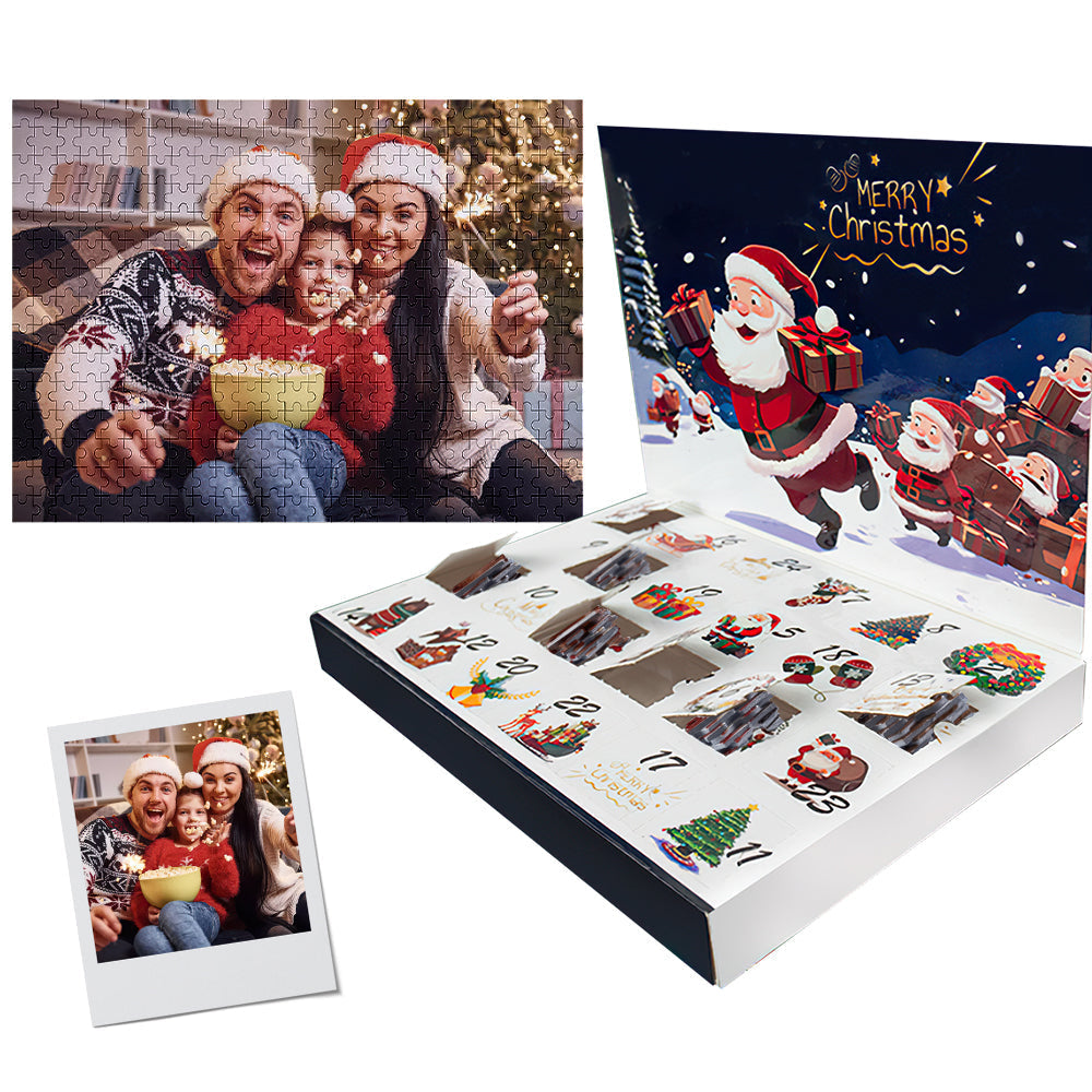 Personalized Photo Advent Calendar Jigsaw Puzzle – Custom Christmas Countdown Gift
