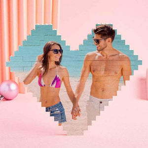 Personalized Heart Brick Puzzle – Custom Photo Block for Couples & Gifts - Customise Now