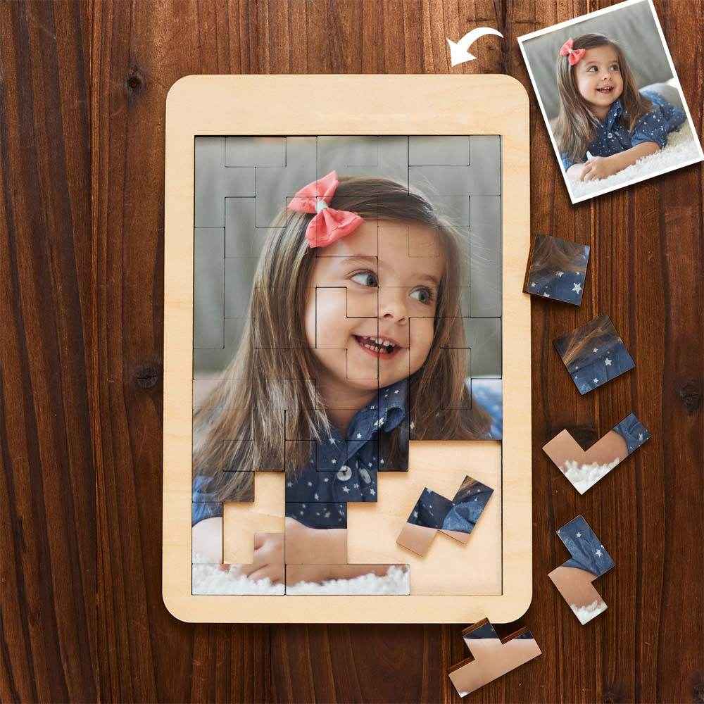 Tetris-Shaped Custom Photo Puzzle – Personalized Wooden Frame Decor - Customise Now