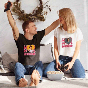 Photo in Heart Printed Shirts – I Love My Boyfriend/Girlfriend Personalized Couple Tees - Customise Now