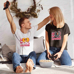 Photo in Heart Printed Shirts – I Love My Boyfriend/Girlfriend Personalized Couple Tees - Customise Now