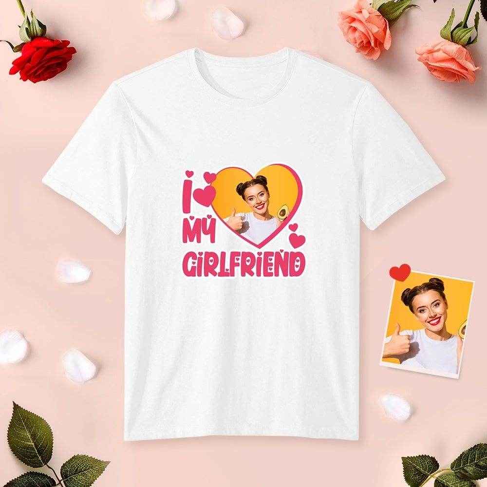 Photo in Heart Printed Shirts – I Love My Boyfriend/Girlfriend Personalized Couple Tees - Customise Now