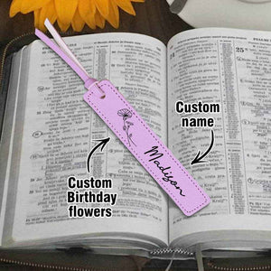 Custom Name Bookmark with Birth Month Flower – Personalized Floral Gift for Book Lovers - Customise Now