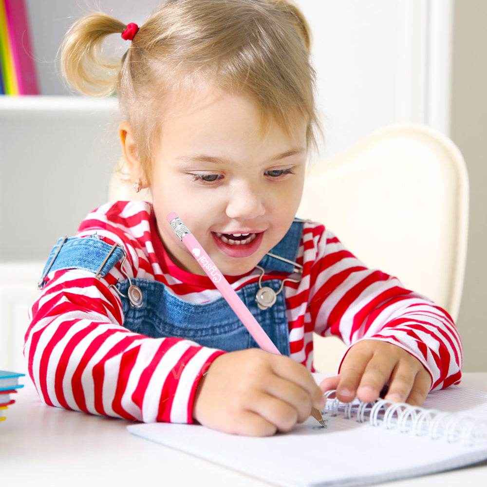 Personalized Name Pink Pencil Set – Box of 12 HB Pencils with Erasers - Customise Now