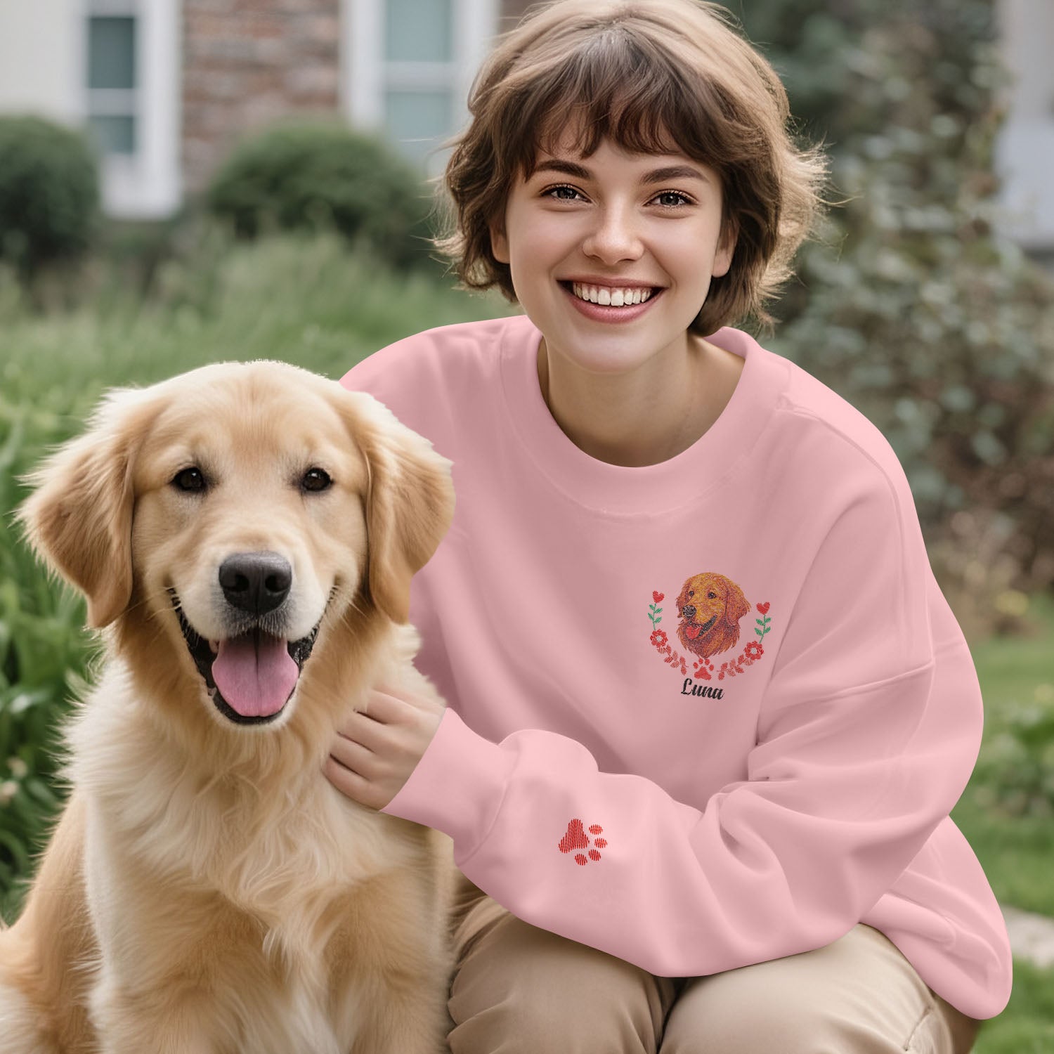 Custom Pet Name Sweatshirt – Embroidered-Style Pullover for Pet Lovers