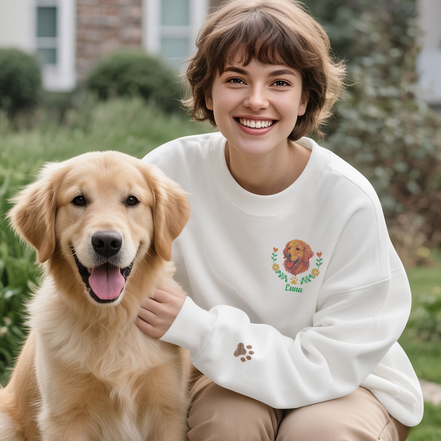 Custom Pet Name Sweatshirt – Personalized Embroidered-Style Print Pullover