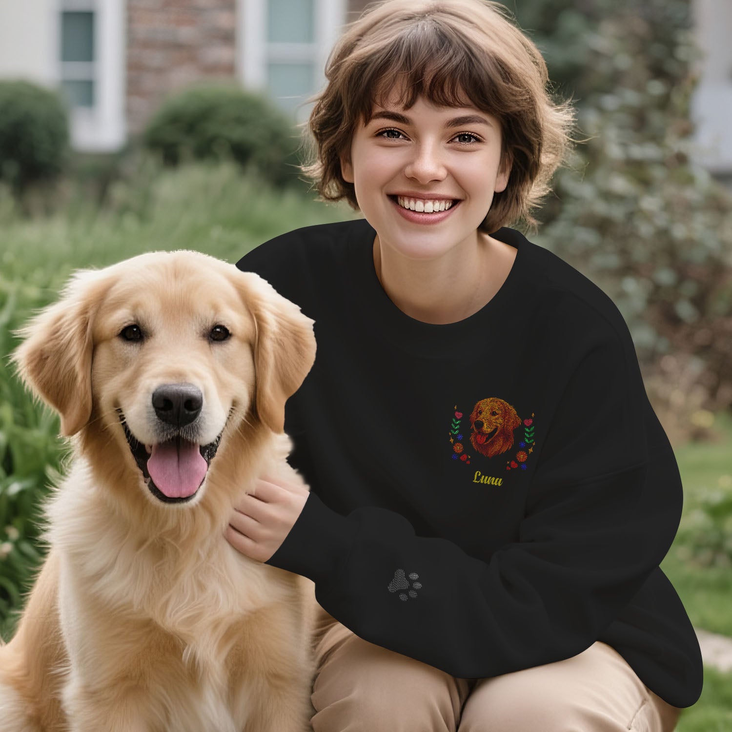 Custom Pet Name Sweatshirt – Embroidered-Style Pullover for Pet Lovers