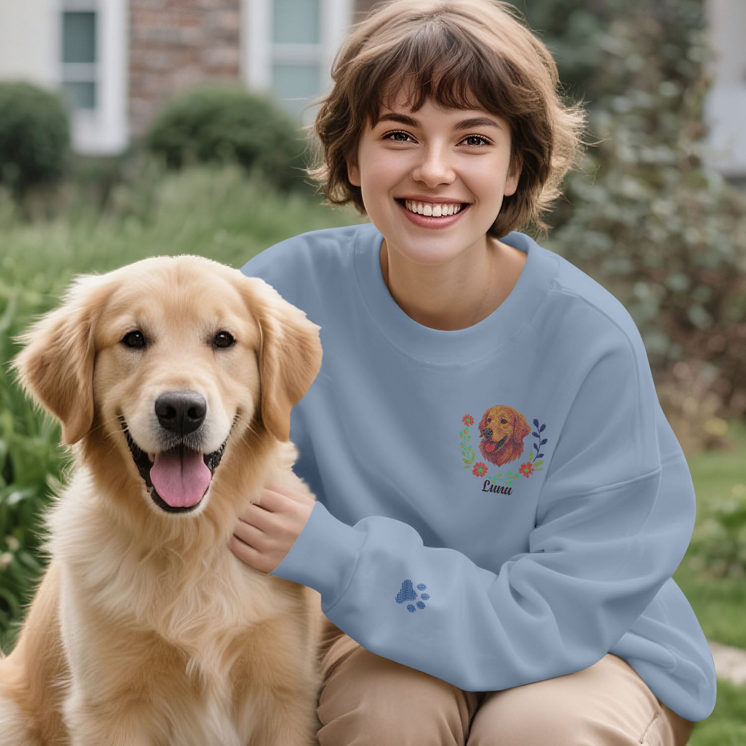 Custom Pet Name Sweatshirt – Embroidered-Style Pullover for Pet Lovers