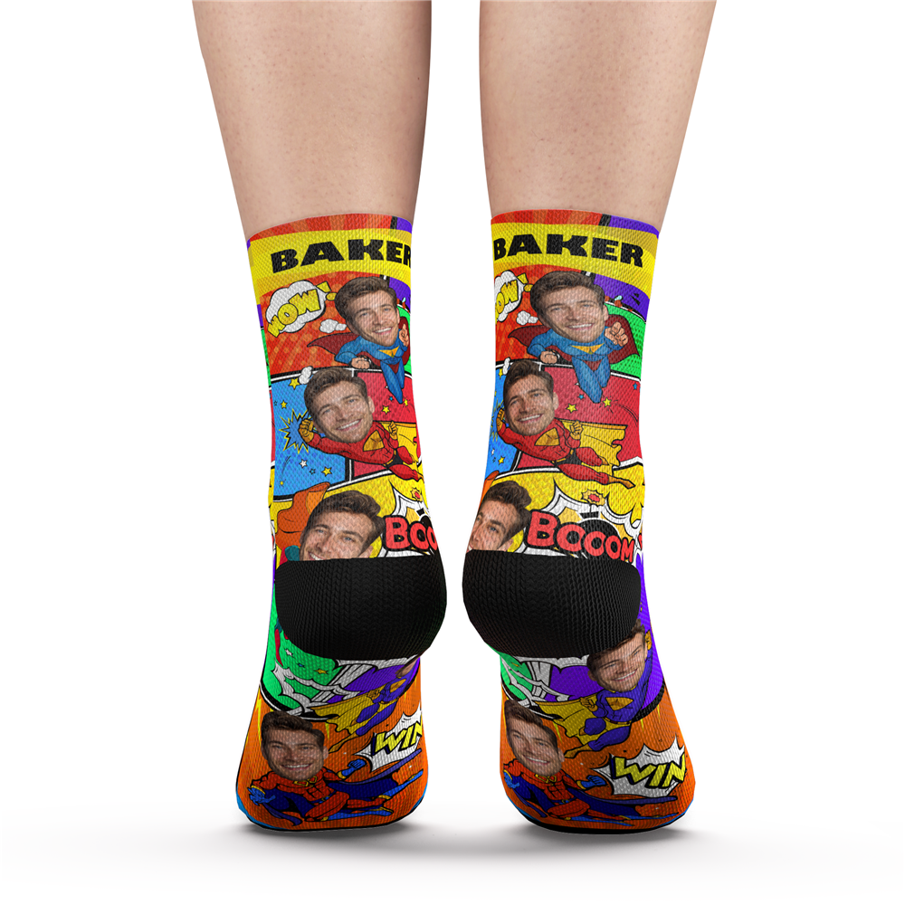 Custom Photo Comic Socks – Personalized Face & Text Socks