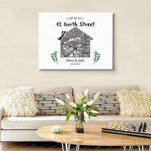 Personalized Home Map Canvas – Custom House Design Wall Decor - Customise Now