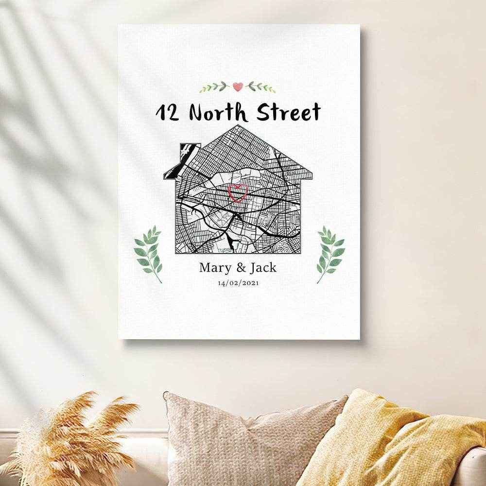 Personalized Home Map Canvas – Custom House Design Wall Decor - Customise Now