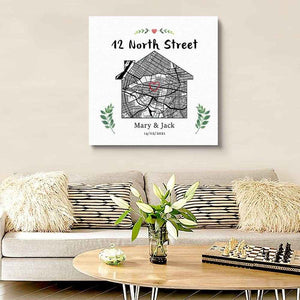 Personalized Home Map Canvas – Custom House Design Wall Decor - Customise Now